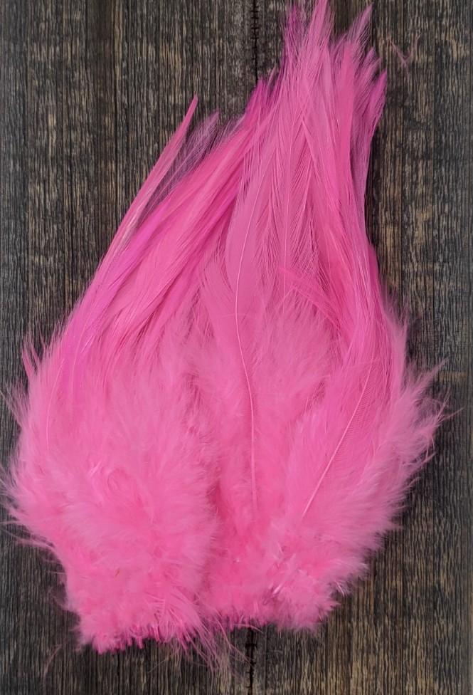 Hareline Strung Chinese Saddle Hackle Hot Pink Saddle Hackle, Hen Hackle, Asst. Feathers