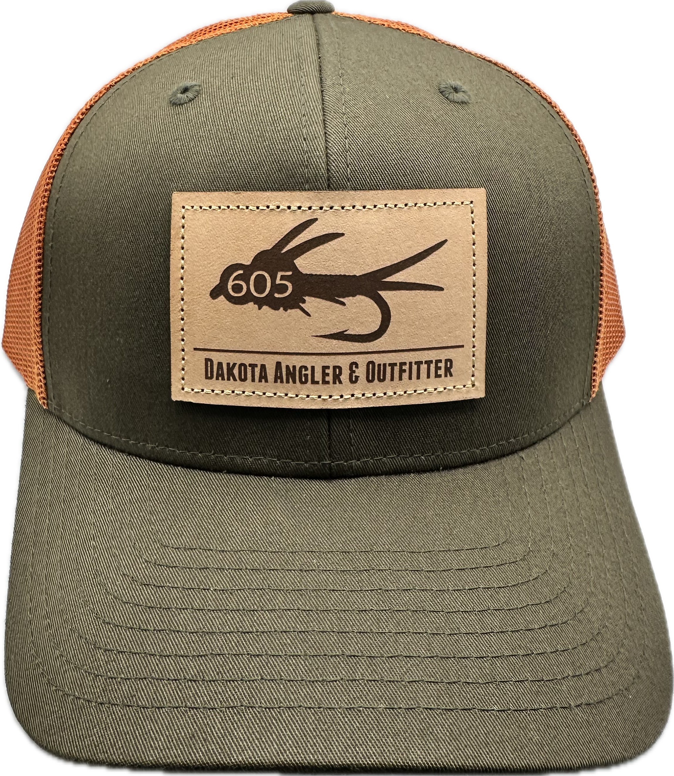 605 Fly Leather Patch Cap Dark Loden/Jaffa Orange Hats, Gloves, Socks, Belts