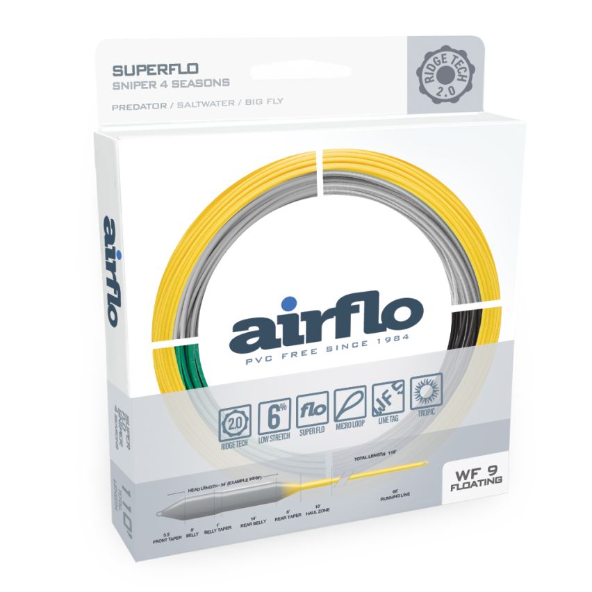 Airflo Ridge 2.0 Sniper 4 Season Fly Line GRAY/SUNBURST / WF6 - Fast Inter Fly Line