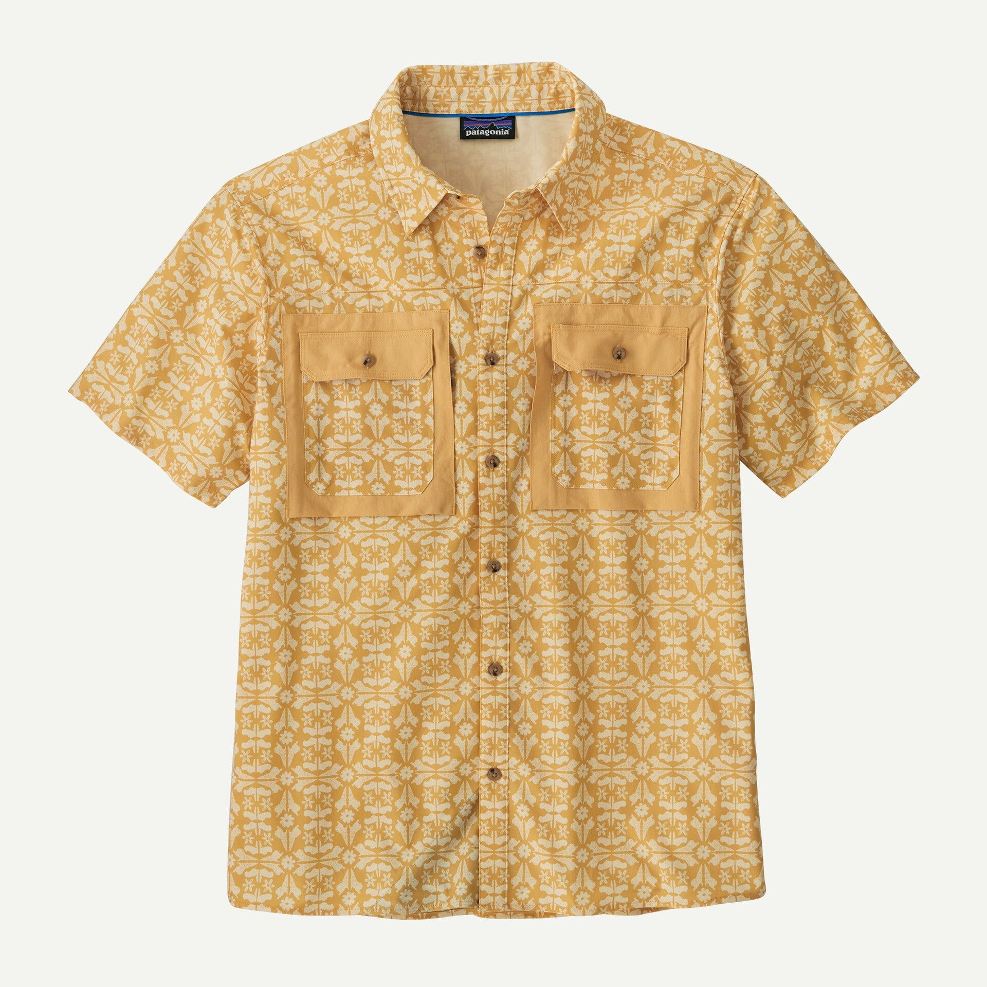 Patagonia M's S/S Self Guided Sun Shirt Marmot Field: Beeswax Tan / M Clothing