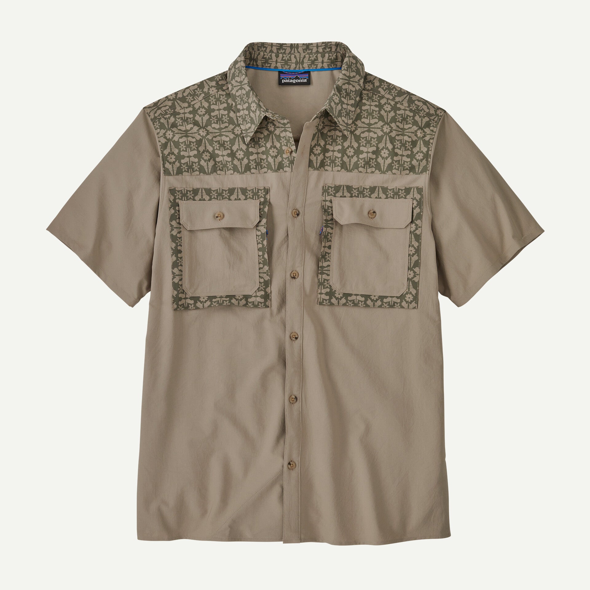 Patagonia M's S/S Self Guided Sun Shirt Marmot Field: Seabird Grey / M Clothing