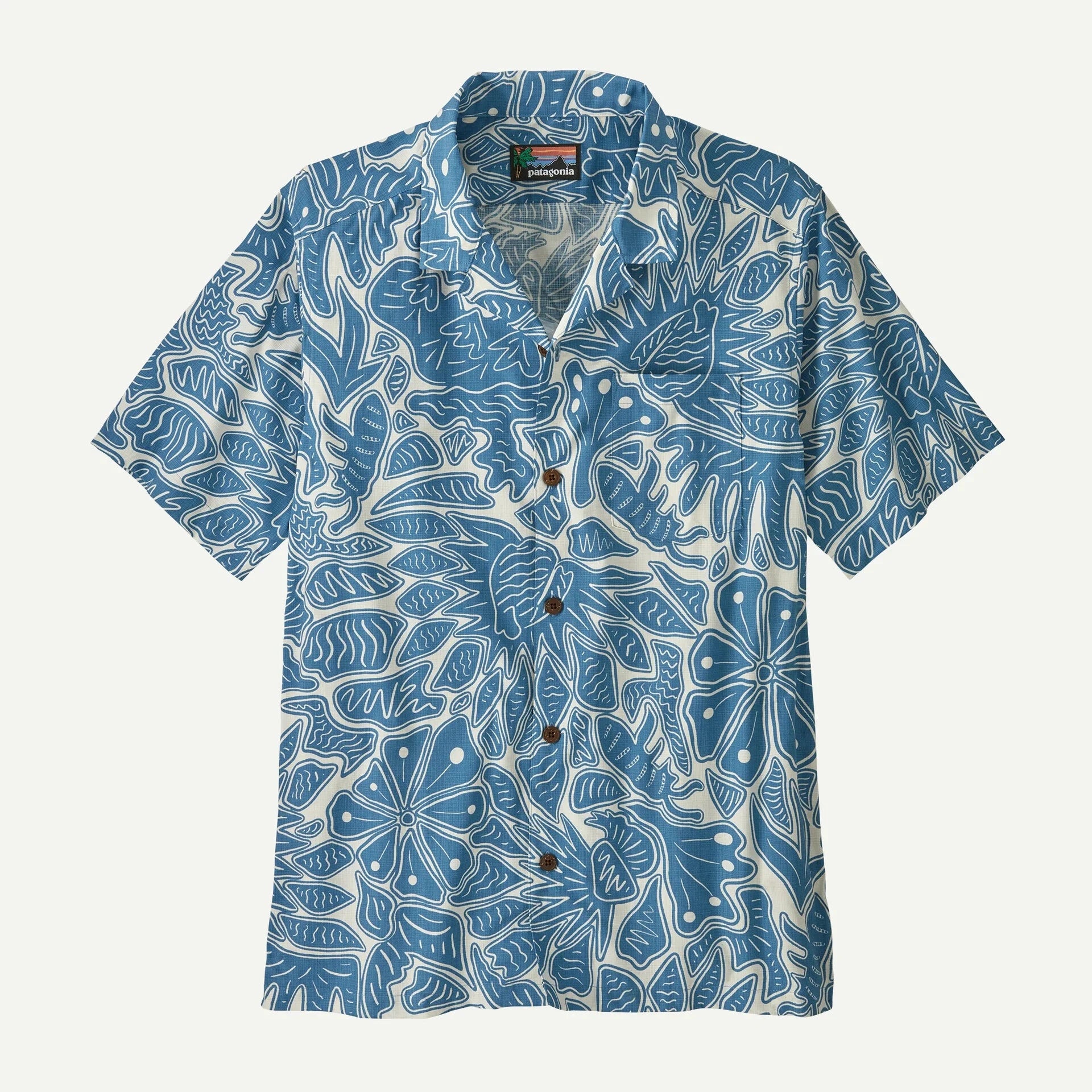 Patagonia Men's Tidal Threads Camp Shirt Bees and Flowers: Still Blue / M Clothing