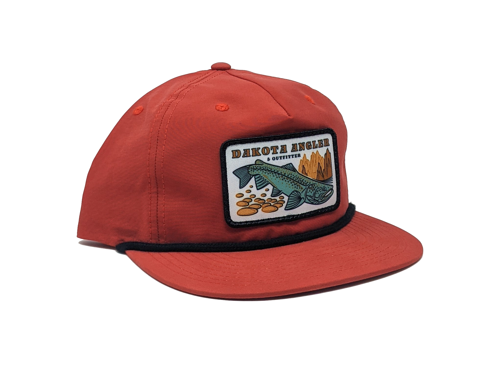 Shop Logo Patch Nylon Pinch Front Snapback Cap (C55-N) Rust/Black Hats, Gloves, Socks, Belts