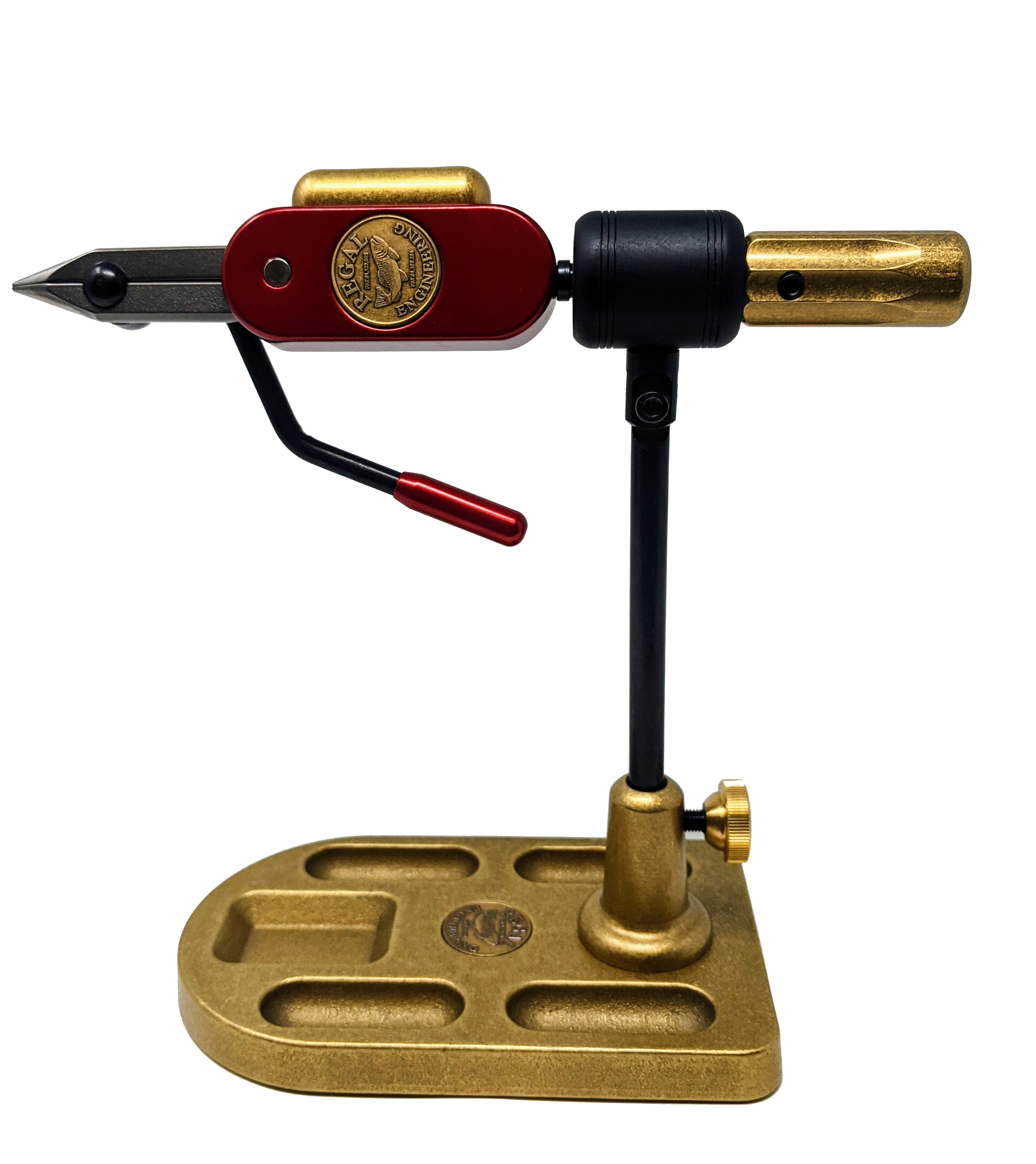 Special Edition Regal Revolution Vise Stainless Steel Jaws Bronze Pocket Base Hot Rod Red Fly Tying Vises